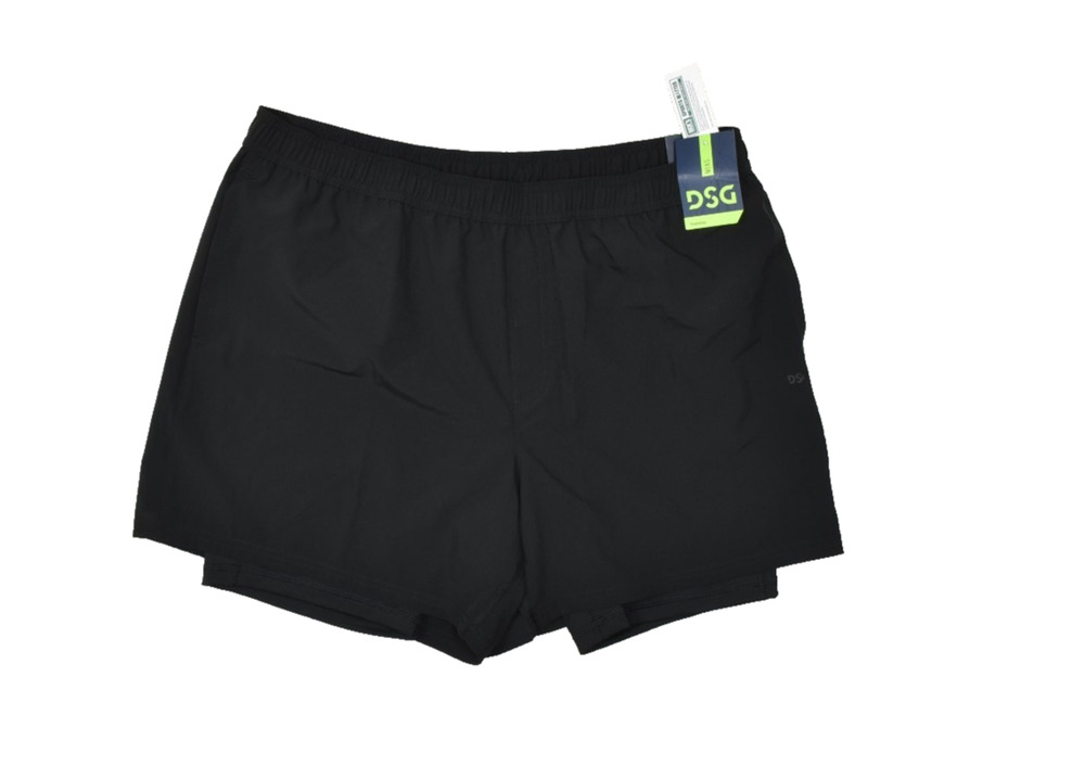 DSG Agility Men's Athletic Fit 2-in-1 Lined Shorts Pure Black Size XL NEW